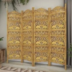 Traditional 4 Panel Fine Carved Room Divider Screen Gold - Olivia & May -Olivia & May GUEST 5167f9d7 3e08 49c6 9ba2 d81168c943da