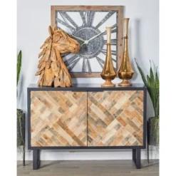 Rectangular Contemporary Mosaic Wood Cabinet Black - Olivia & May -Olivia & May GUEST 519eeb71 0ecd 42d6 a1de dd3931d7ad77