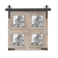 Wood 4 Slot Wall Photo Frame With Metal Accent Brown - Olivia & May -Olivia & May GUEST 520fdfec cb00 4610 8ef7 903a9da488fa