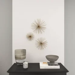 Contemporary Metal Starburst 3D Wall Decor Set Of 3 Gold - Olivia & May -Olivia & May GUEST 5246049c 6c70 4582 8f47 5384248cf28d