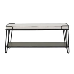 Industrial Upholstered Metal Bench Black - Olivia & May -Olivia & May GUEST 52d6e550 c2e6 4055 ab2c 410db858f02d