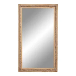 Bohemian Wood Beaded Frame Wall Mirror With Distressing Light Brown - Olivia & May -Olivia & May GUEST 53095fd2 88aa 4c8c b191 e4e70056c234