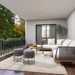 Metal Fabric Patio Garden Stool - Olivia & May -Olivia & May GUEST 53159286 93f3 4a3a 99f0 56111bcbb8a1