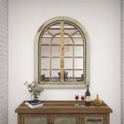 48" X 37" Farmhouse Classic Arched Window Design Decorative Wall Mirror - Olivia & May -Olivia & May GUEST 5347c751 b1c6 457b 8a6f c7b742e80c88