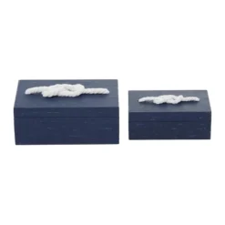 Set Of 2 Farmhouse Wood Boxes Blue - Olivia & May -Olivia & May GUEST 53507d6b 4ad3 46a2 bd08 450a52e699c7