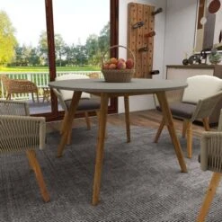 Small Round Concrete Outdoor End Table - Gray - Olivia & May -Olivia & May GUEST 5374e026 a42a 4236 bf79 6416e2b1553c