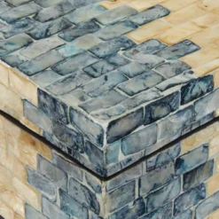 Set Of 2 Mother Of Pearl Box With Hinged Lid Blue - Olivia & May -Olivia & May GUEST 53cf8e8d 3519 49d4 8abe 9fb916e9900d