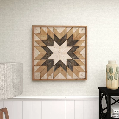 30" X 30" Wood Geometric Handmade Southwestern Wall Decor Brown - Olivia & May 8 30" X 30" Wood Geometric Handmade Southwestern Wall Decor Brown - Olivia & May - Image 6