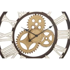 Metal Gear Wall Clock Brown - Olivia & May -Olivia & May GUEST 54cbb0c0 5f93 4d41 932c c354b47a2fde
