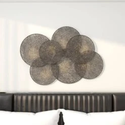 Metal Plate Overlapping Perforated Wall Decor Black - Olivia & May -Olivia & May GUEST 54e58c41 d6b2 4743 884b 6dfe45c11e94