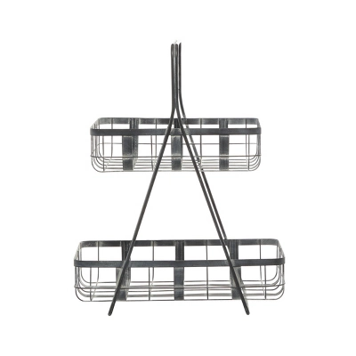 Farmhouse Iron Storage Basket Gray - Olivia & May 5 Farmhouse Iron Storage Basket Gray - Olivia & May - Image 3