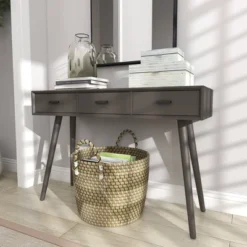 Modern 3 Drawer Wood Console Table Black - Olivia & May -Olivia & May GUEST 55d82719 4713 4d4f 8c7a 787a18f9c792