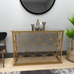 Rectangular Traditional Modern Metal Console Table Gold - Olivia & May -Olivia & May GUEST 571738ed 1818 4f36 a60e d199305ba07d