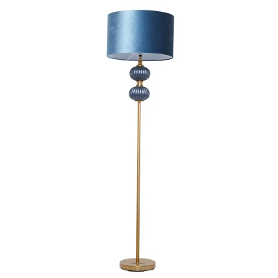 Fabric Floor Lamp With Drum Shade Blue - Olivia & May 9 Fabric Floor Lamp With Drum Shade Blue - Olivia & May - Image 7