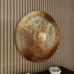 Metal Plate Wall Decor With Moroccan Pattern Gold - Olivia & May -Olivia & May GUEST 575ac633 d6ca 46d5 8a92 1c6ae9aff55e