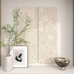 Set Of 2 Wooden Geometric Intricately Carved Wall Decors White - Olivia & May -Olivia & May GUEST 57a4caa4 c5a6 47a7 a496 dea07ef41772
