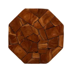 Contemporary Teak Wood Round Accent Table Brown - Olivia & May -Olivia & May GUEST 57a90911 6e6c 4a99 bd8c 6a7bf0d6bbd9