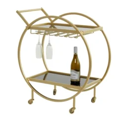 Contemporary Metal Round Bar Cart - Olivia & May 20 Contemporary Metal Round Bar Cart - Olivia & May -Olivia & May GUEST 57c43484 c028 4340 8234 04c017c10b73