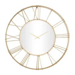 30"x30" Metal Open Frame Wall Clock With Center Mirror - Olivia & May -Olivia & May GUEST 57ff6807 bdb3 43b6 b93b c2a8452bd5c8