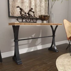 Industrial Wood Console Table Brown - Olivia & May -Olivia & May GUEST 58b5ac35 3649 4043 a0d3 b6c2e0bc07a8
