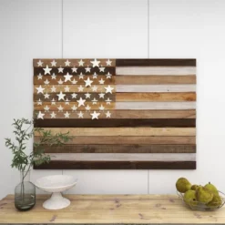 Wood American Flag Handmade Wall Decor Dark Brown - Olivia & May -Olivia & May GUEST 58bb7a39 33e1 47a6 a19a 8324997a1135