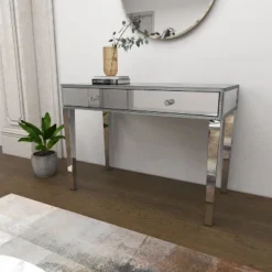 Glam Mirror And Wood Console Table Desk Silver - Olivia & May -Olivia & May GUEST 59151328 f271 4cbf 8406 1a4863373acb