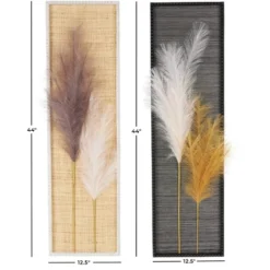 Olivia & May Set Of 2 Wood Handmade 3D Pampas Stem Wall Decors: Traditional Style, Sawtooth Hangers -Olivia & May GUEST 598f0cca 04b8 4490 8ceb 6e0b2e3bb219