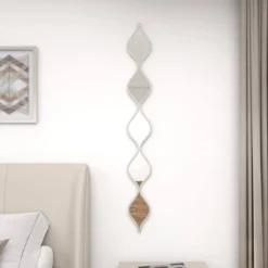 Metal Slim Stacked Chain 5 Layer Wall Mirror With Tear Drop Pattern And Foil Detailing Silver - Olivia & May -Olivia & May GUEST 59bef15c 45c7 42f9 b5f5 30d02ec9fb3b