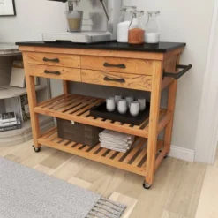 Coastal Wood Kitchen Cart Brown - Olivia & May -Olivia & May GUEST 59dcfe2d d546 4900 a231 3ce0156473ae