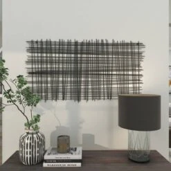 Metal Geometric Overlapping Lines Cross Hatch Wall Decor Black - Olivia & May -Olivia & May GUEST 5a0e9e83 297a 4a9c 84de 43da64db8d79