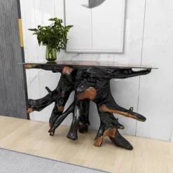 Contemporary Teak Wood Console Table Gold - Olivia & May -Olivia & May GUEST 5a171fa0 af8d 4d00 a5e6 b80d3ed50677