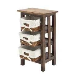 Small Wood Shelf With Basket Drawers Dark Brown - Olivia & May -Olivia & May GUEST 5a226624 1d92 473f ab18 b9c094a9b179