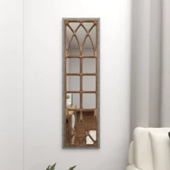 Farmhouse Wood Window Pane Inspired Wall Mirror Brown - Olivia & May -Olivia & May GUEST 5a2d9f5c 6a4d 4061 a96a 44ea1a79b1de