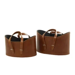 Set Of 2 Leather Storage Baskets - Olivia & May -Olivia & May GUEST 5a7e71ce e6ae 4adf 9615 714a5be34183