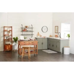 Coastal Wood Kitchen Cart Brown - Olivia & May -Olivia & May GUEST 5afbafe4 b5ce 42a2 a1f8 9200abdd7b46