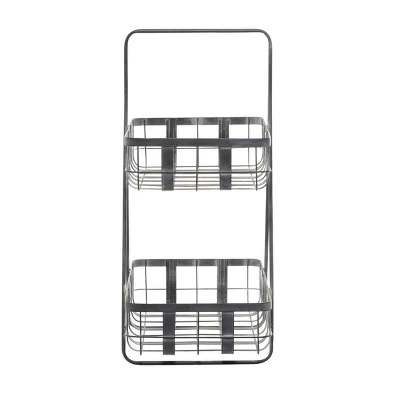 Farmhouse Iron Storage Basket Gray - Olivia & May 6 Farmhouse Iron Storage Basket Gray - Olivia & May - Image 4