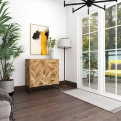 Contemporary Zigzag Pattern Mango Wood Cabinet Brown - Olivia & May 29 Contemporary Zigzag Pattern Mango Wood Cabinet Brown - Olivia & May -Olivia & May GUEST 5b3a0382 22b7 47fe ab3a 442e005eaa6d