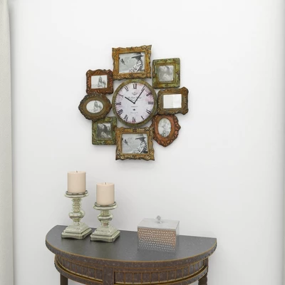 Metal 8 Photo Openings Wall Clock Green - Olivia & May 16 Metal 8 Photo Openings Wall Clock Green - Olivia & May - Image 14