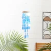 6" Glass Coastal Abstract Windchime Blue/Natural - Olivia & May -Olivia & May GUEST 5beb10f3 eb5b 4c21 8686 e0f3beaa6f26