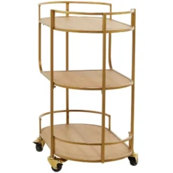 Contemporary Metal And Wood Bar Cart Gold - Olivia & May -Olivia & May GUEST 5c0cad3a f15e 4262 83fd b6aedadd77c9