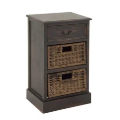 Farmhouse Wooden Side Chest With Basket Drawers Maroon - Olivia & May 15 Farmhouse Wooden Side Chest With Basket Drawers Maroon - Olivia & May -Olivia & May GUEST 5c4bfcd6 bfd9 4952 811b 3d078481afae