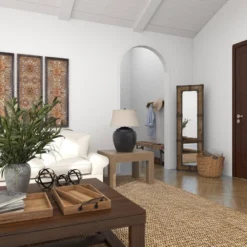 Rustic Wood Floor Mirror Brown - Olivia & May -Olivia & May GUEST 5c6adf41 e78f 4b17 960b 4545dcf15377