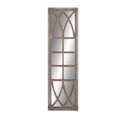 Farmhouse Wood Window Pane Inspired Wall Mirror Brown - Olivia & May -Olivia & May GUEST 5c76e79a 3cbd 4aef 8f1f 52c8c50f1e9c