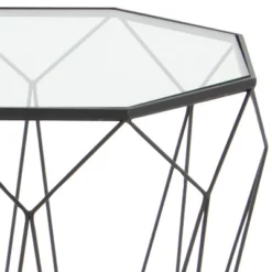Metal And Glass Octagonal Side Table Dark Gray - Olivia & May -Olivia & May GUEST 5c9b9e80 9c03 4464 8de1 5fcd55e22bdd