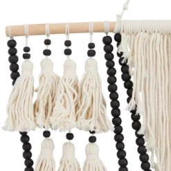 Cotton Macrame Weaved Intricately Wall Decor With Beaded Fringe Tassels - Olivia & May -Olivia & May GUEST 5cac369f 143d 482b b8cd e7d117f62746