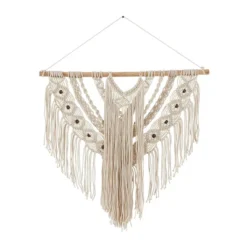 Cotton Macrame Intricately Weaved Wall Decor With Beaded Fringe Tassels - Olivia & May -Olivia & May GUEST 5d42948c 95d3 43a7 8359 a1be124590a4