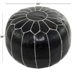 Bohemian Moroccans Leather Pouf - Olivia & May -Olivia & May GUEST 5db3fc31 d741 42b8 9a9d 52643b062026