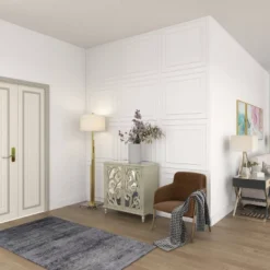 Glam Mirrored And Patterned Wood Cabinet Beige - Olivia & May -Olivia & May GUEST 5e027dcb 5edc 48ec 9dd2 9efcacf03d1f