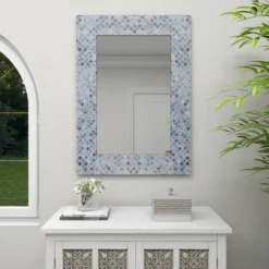 Wood Quatrefoil Wall Mirror Blue - Olivia & May -Olivia & May GUEST 5e5e0e12 55bf 4d99 b9b8 1eb8511bf25b