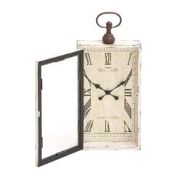 Wooden Pocket Watch Style Wall Clock With Hinged Door White - Olivia & May -Olivia & May GUEST 5e79d73b 0bf3 44c9 adb7 0715d21b9367